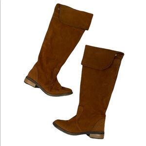 Qupid Faux Leather Tan Carmel Knee Length Boots